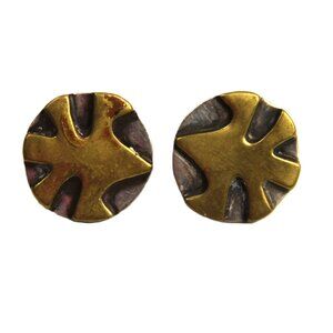 ESTATE Jewelry INCREDIBLE MCM KARNES STINSON STERLING & BRASS MODERNIST EARRINGS